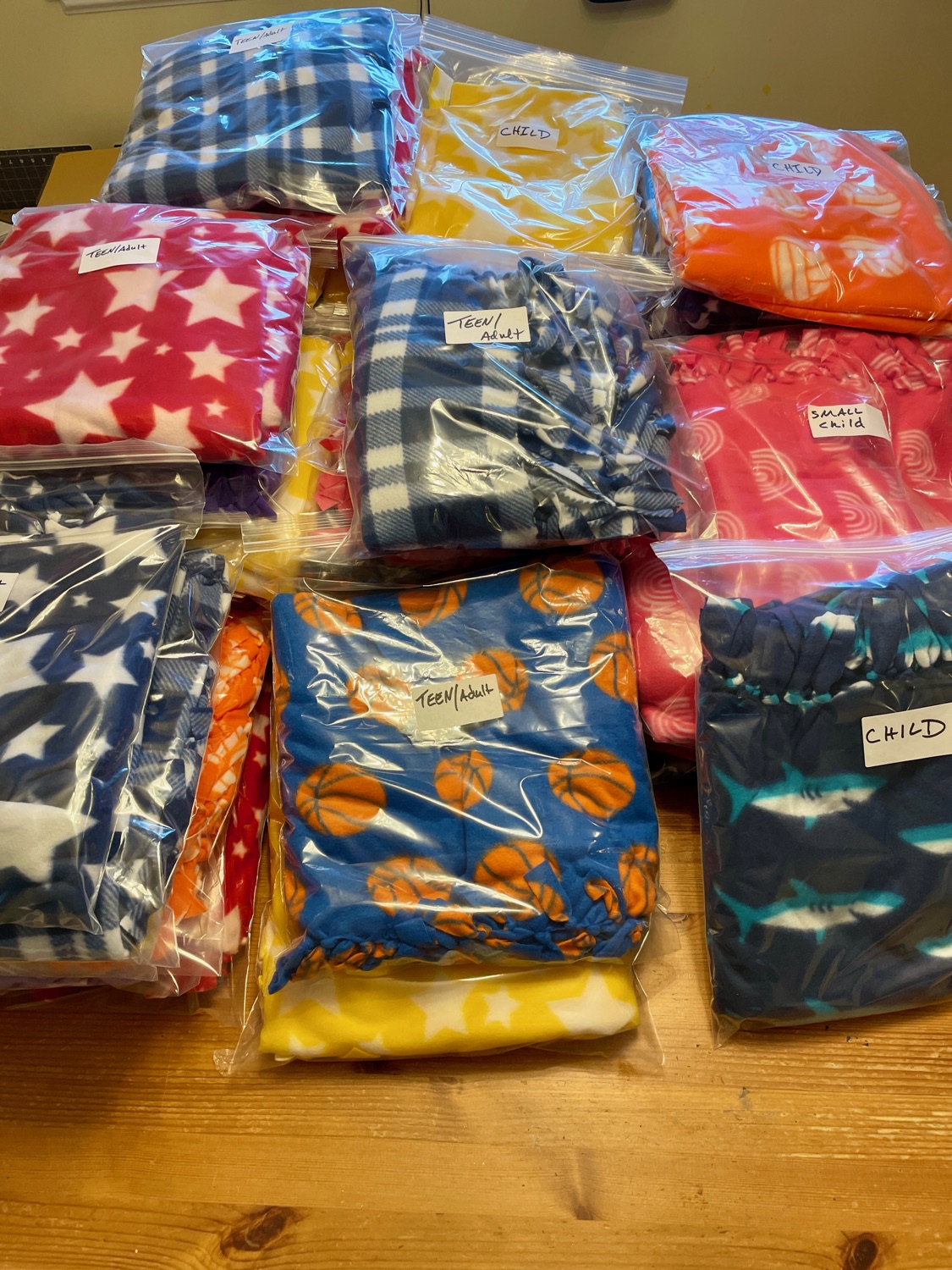 Handmade blankets from Ramsey community makers ready for delivery