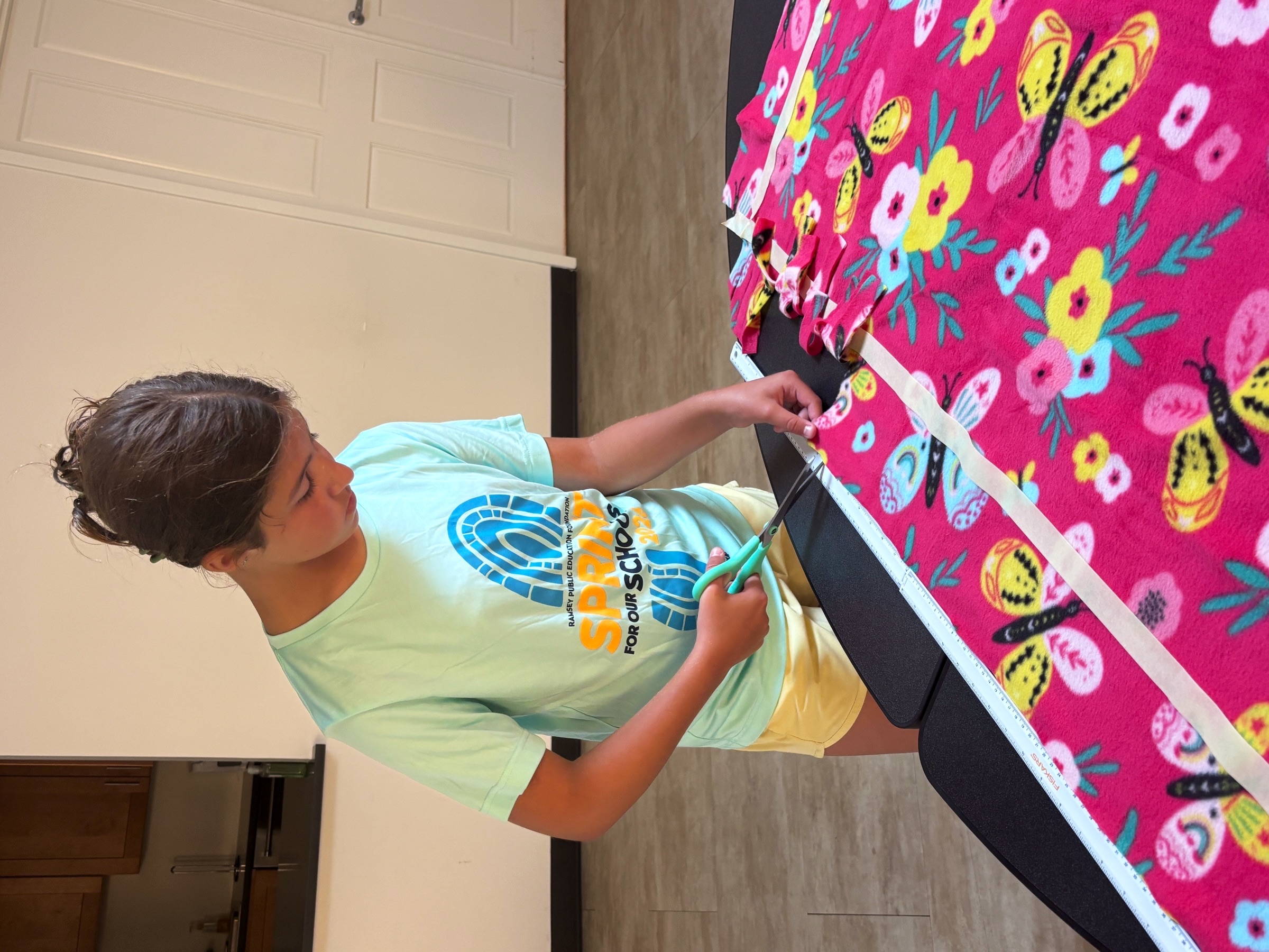 Fleece tie blanket making supplies and volunteers